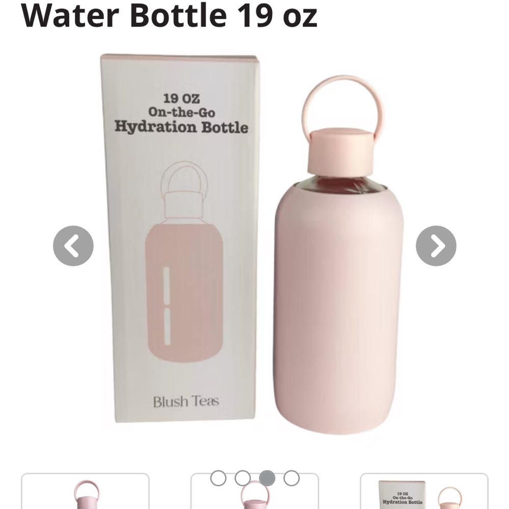 Pink Glass Water Bottle 19 oz
